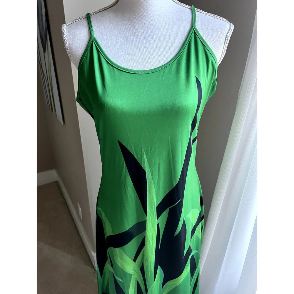 Tropical maxi vacation green a-line dress size large - Picture 2 of 4